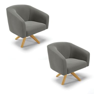 Imagem de Cadeira Sala De Jantar Giratória Ma30 Kit 2 Stella Suede D03 - D\'rossi Cor Grafite