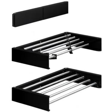 Imagem de Cabideiro dobrável de ferro para varanda (Preto,100cm)