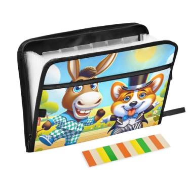 Imagem de Pastas de arquivo expansíveis de burro e cachorro engraçados com chapéu A4 pasta sanfonada para escritório escolar em casa