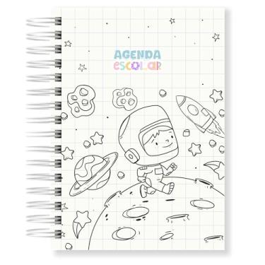 Imagem de Agenda Escolar Infantil Capa Dura Ano Letivo 2 Dias Por Página A5 (Astronauta)
