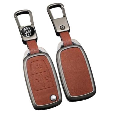 Imagem de Capa de couro para chave de carro, liga de zinco, compatível com DAF 106 cf euro 6 2022 xg xf caminhão, proteção remota para chave(B1 Brown)