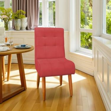 Imagem de Cadeira de Jantar com Encosto Alto de Suede - Estilosa para Sala, Mesa de Jantar e Cozinha, Confortável e Durável (Vermelho)