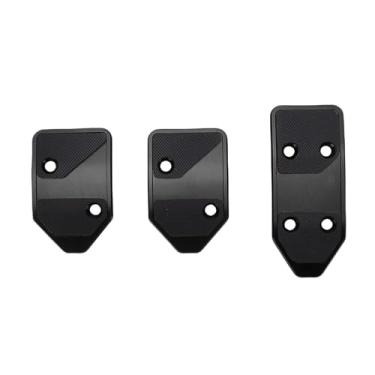 Imagem de Zhjvihx 3 Peças de Capas de Pedal do Acelerador de Embreagem de Freio de Alumínio, Inserções de Borracha Antiderrapantes, Almofadas de Pedal de Carro Antifricção, Com Todo o Hardware de (Preta)