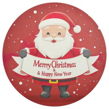 Imagem de xigua Jogo americano redondo de Natal Papai Noel, conjunto de 4, tapete de mesa redondo antiderrapante resistente ao calor, tapetes de mesa de 48 cm para decoração de cozinha, jantar e festa