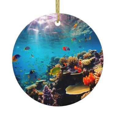 Imagem de Decoração criativa de Natal com estampa de tema de oceano colorido, pingentes de porcelana, decoração criativa de Natal