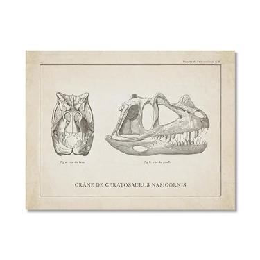 Imagem de Arte de parede de esqueleto de dinossauro vintage, paleontologia, pôsteres em tela, fósseis de dinossauro, impressões artísticas, esboços, fotos, decoração de quarto de menino (SKU13,8 x 30,5 cm = (20