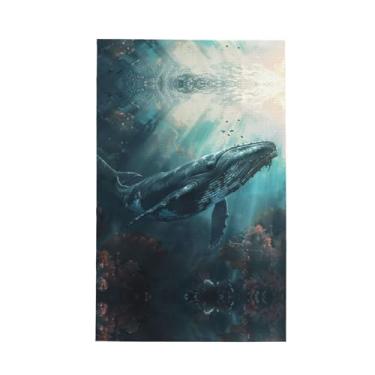 Imagem de XLLingL Toalhas de cozinha de waffle com estampa de baleia submarina, panos de prato de microfibra, para decoração e limpeza de cozinha - 1 peça