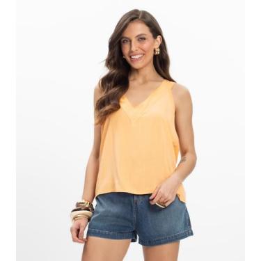 Imagem de Regata Viscose Slub Feminina Endless Laranja, M, Laranja