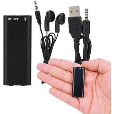 Imagem de Mini Gravador Voz Espião Digital e MP3 player Super Pequeno - 8GB com 96 horas de gravação, 20 horas de bateria - Discreto Tipo Pendrive para Reuniões, Aulas, Entrevistas e Monitoramento