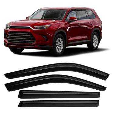 Imagem de Canvcle Viseiras de janela protetores de chuva para acessórios Toyota Grand Highlander 2024-2026, fita de montagem externa, defletores de vento, viseiras de ventilação, à prova de chuva, 4 peças