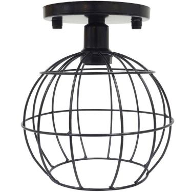 Imagem de Lustre Teto Plafon Industrial Aramado Globo Retrô Luminária Sobrepor Vintage Preto Agp Ilumini