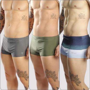 Imagem de Kit 2 Sunga Boxer Lisa 1 Sunga Estampada Moda Praia Piscina-Masculino