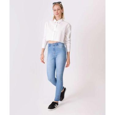 Imagem de Calça Jeans Skinny Barra Desfiada Feminina Marisa-08087, 46, Jeans azu