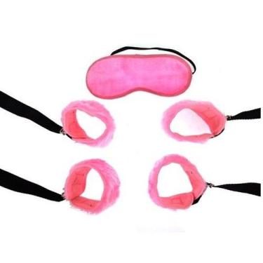 Imagem de Kit de Algemas Para Bondage feito de pelúcia Rosa Ktoy