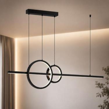Imagem de Lustre para Sala de Jantar Linear 2 Arcos Pendente Preto 32W Bivolt Co