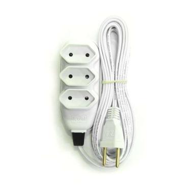 Imagem de Extensão Tripla Extensão Tripla 3 Tomadas Cabo 5M 2P 10A Bivolt Branco Ilumi Materiais Elétricos
