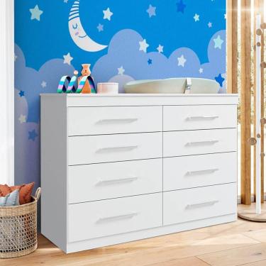 Imagem de Cômoda De Bebê 8 Gavetas Branca Happy Shop JM