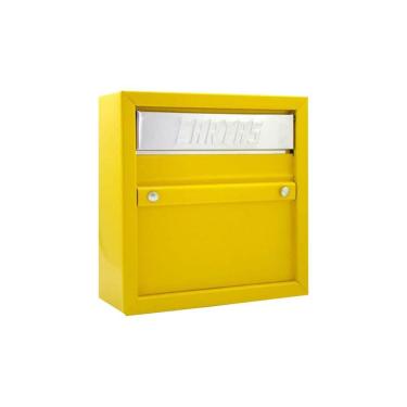 Imagem de  Caixa correio carta correspondência portão grade ou embutir em parede / muro chapa de aço AMARELA