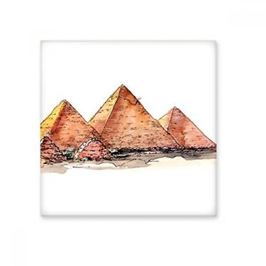 Imagem de Pirâmide do Egito de Gaza Art Déco, presente moderno, azulejo de cerâmica brilhante, decalque de pedra adornada de tijolos esmaltados