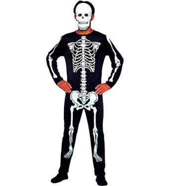 Imagem de Fantasia Esqueleto Adulto Halloween Com Máscara P 38-40