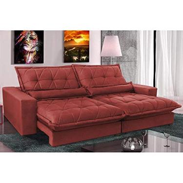 Imagem de Sofá Retrátil, Reclinável, Molas Ensacadas Cama Inbox Soft 2,92m Tecido Suede Velusoft Vermelho
