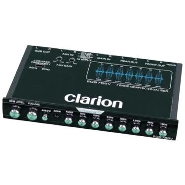 Imagem de CLARION EQS755V 7 bandas de áudio automotivo tamanho 1/2 DIN equalizador/crossover gráfico com entrada auxiliar frontal de 3,5 mm, entrada auxiliar RCA traseira e entradas de alto-falante de alto
