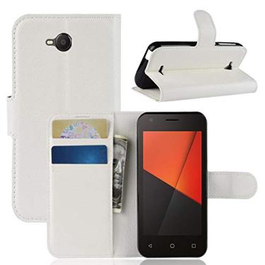 Imagem de Capa Vodafone Smart C9, capa carteira flip de couro PU premium com compartimento para cartão, suporte e fecho magnético [capa interior de TPU à prova de choque] Compatível com Vodafone Smart C9