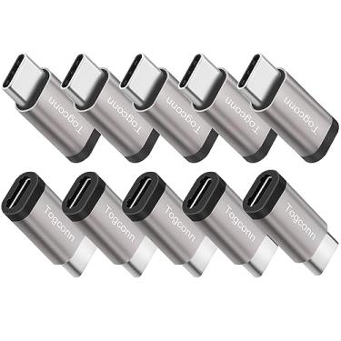 Imagem de Adaptador USB C para Micro USB, pacote com 10, conector de conversão tipo C (macho) para micro USB (fêmea), suporta carregamento e sincronização de dados para iPhone 15, iPhone 15 ProMax, Galaxy S7