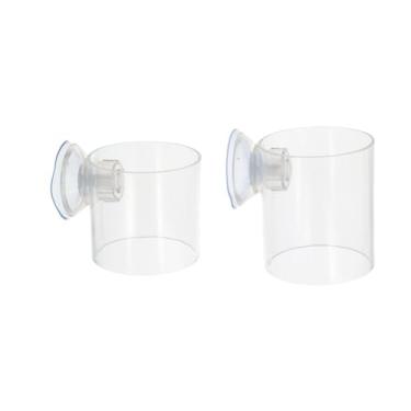 Imagem de 2 peças de tubo alimentador de alimentos para peixes de aquário, anel de alimentação transparente acrílico com ventosa forte estação de tanque de peixes flutuante alimentador de alimentos acessório