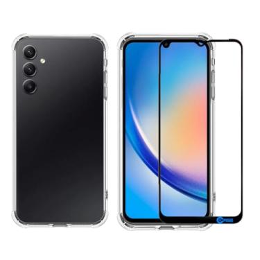Imagem de Capa Capinha Case Anti Impacto Transparente Premium Silicone + Película de Vidro 3D para Samsung Galaxy A34