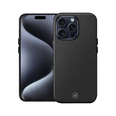 Imagem de Capa case capinha para iPhone 15 Pro Max - Couro Dual Magsafe - Preta 