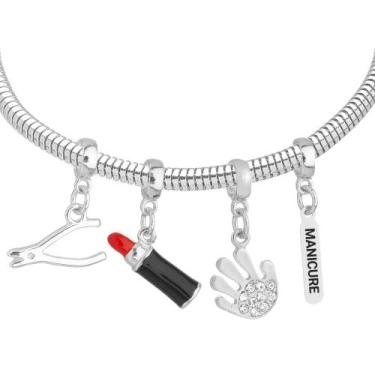 Imagem de Pulseira Profissão Manicure Banhado a Prata 925 - WORK SEMIJOIAS, 15 c