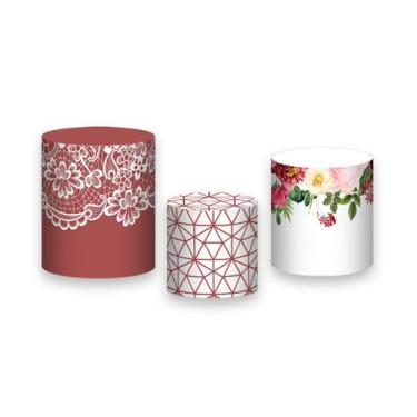 Imagem de Trio de Capas de Cilindro - Flores com Efeito Geométrico 017 - Via Cor