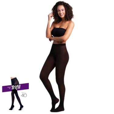 Imagem de Meia Calça Fio 40 Preta Feminina Opaca Trifil Original, M, Preto