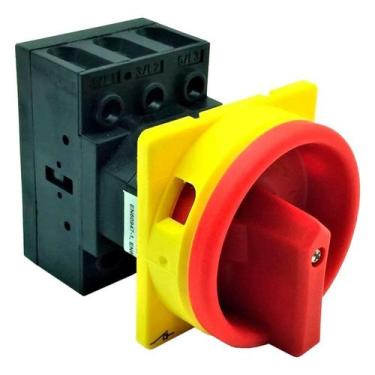 Imagem de Chave Seccionadora Tripolar 63A Metaltex, Vermelha e Amarela