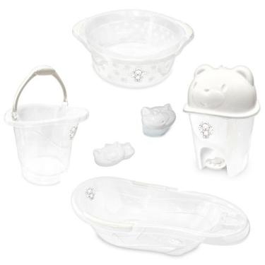 Imagem de Kit banho bebe adoleta banheira + saboneteira balde bacia lixeira e ou