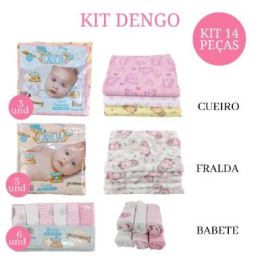 Imagem de Kit com cueiro + fralda + babetes menina - LET BABY BOLSAS DE MATERNID