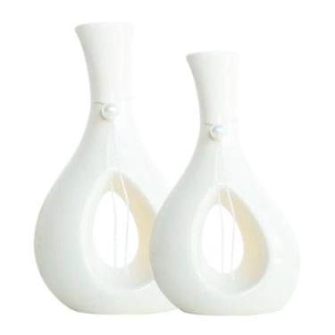 Imagem de Par de Vasos Furados em Cerâmica de Aparador Decor - Bege - Retrofenna