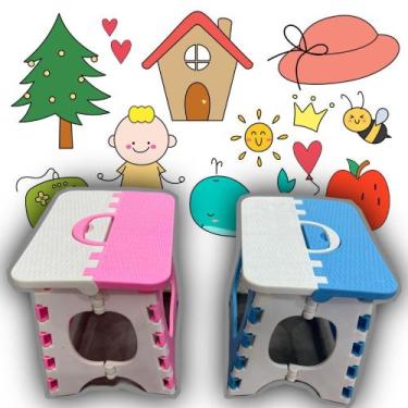 Imagem de Banco Dobrável Portátil Infantil Resistente Com Alça 17 Cm - Generica