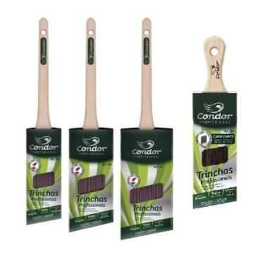 Imagem de Kit 4 pincel trincha angular recorte profissional 704 706 condor