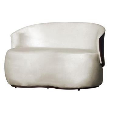 Imagem de Namoradeira Decorativa Beatriz Orgânica Composê Couro Marrom Veludo Be