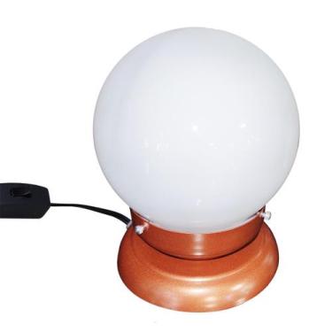 Imagem de Abajur Bola de Cristal Cobre C/Esfera 10x15 Branco brilho - Jota Ilumi