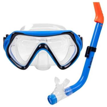 Imagem de Kit Snorkel e Máscara de Mergulho Antiembaçante UV+ Infantil Vollo, Az