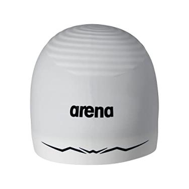 Imagem de Arena Touca de natação de corrida de silicone masculina e feminina Aquaforce Wave desempenho hidrodinâmico competitivo intensivo chapéu de banho de piscina, branco, GG