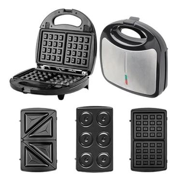 Imagem de 3 Em 1 Portátil Sanduicheiras Waffle Donuts Fast Antiaderente 110v(cinza prateado)