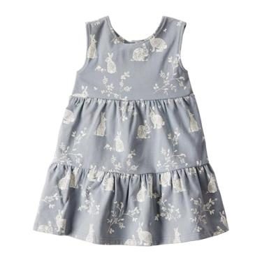 Imagem de little planet by carter's Vestido para bebês meninas feito com algodão orgânico, Estampa de coelho, 6 Meses