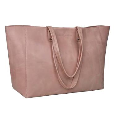 Imagem de ANTONIO VALERIA Bolsa feminina de couro Avery com alça superior, Rosa macio, Medium