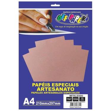Imagem de Papel Metalizado A4 Especial Corte 15 Folhas 150g Off Paper,  Rosa
