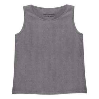 Imagem de Blusa Regata Cropped Feminina Basicamente Ref. 111904, Cinza escuro, G