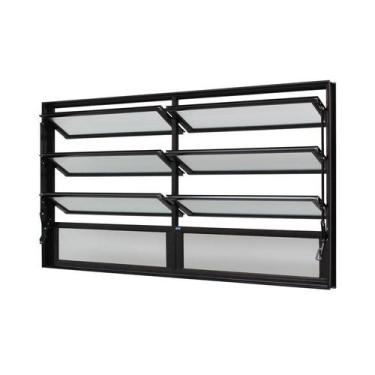 Imagem de Janela Basculante em Alumínio Preto Caribe Max 80x200x6cm 8 folhas Jap